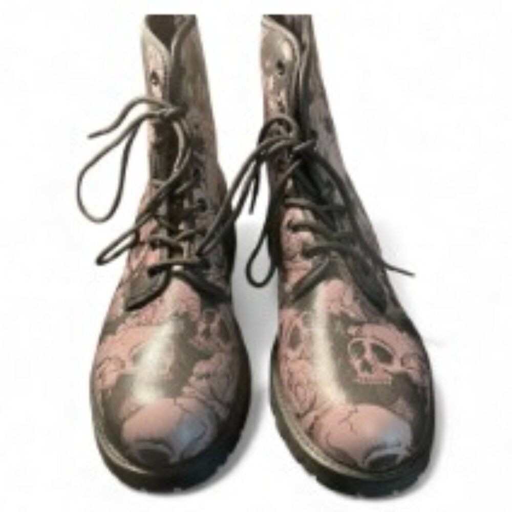 UNISEX Skull & Roses VEGAN Combat Boots (Men’s 7.5 / Women’s 10, EU 41)